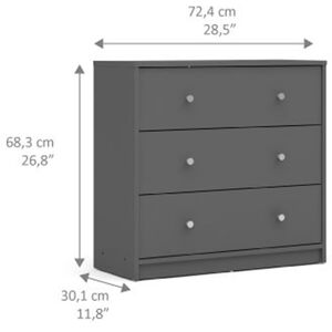 Netfurniture - Chest Of 3 Drawers In Grey - Grey