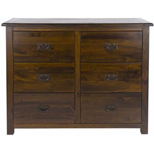 Denver Chest of 6 Drawers Solid Wooden Pine Bedroom Furniture Clothing Storage Unit - Brown