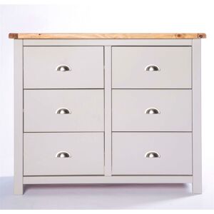 Columbia - Chest of Drawers 3+3 Drawer Light Grey Bedroom Furniture Storage Wood Unit - Light Grey