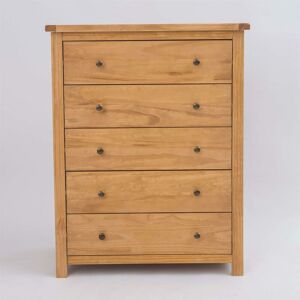 ONTARIO Chest of Drawers 5 Drawer Oak-effect Bedroom Furniture Storage Country Wood Unit - Oak-effect