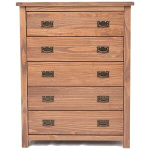 Brunswick Chest of Drawers 5 Drawer Dark Oak Bedroom Furniture Storage Wood Unit - Dark Oak