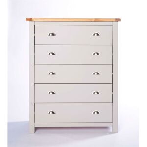 Columbia Chest of Drawers 5 Drawer Light Grey Bedroom Furniture Storage Wood Unit - Light Grey