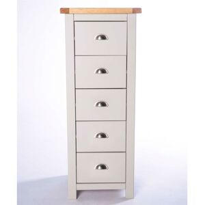 Columbia - Chest of Drawers 5 Drawer Narrow Light Grey Bedroom Furniture Storage Wooden - Light Grey