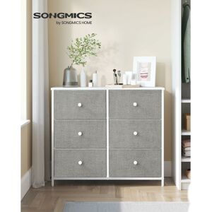 Songmics - Chest of Drawers, 6 Fabric Drawers with Metal Frame, Storage Organiser Unit, Dresser, for Nursery, Bedroom, Hallway by Light Grey and