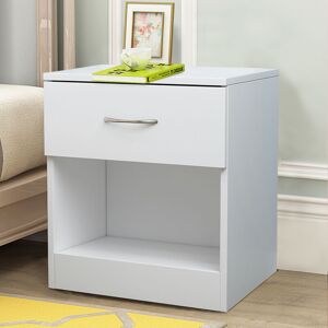 Chest of Drawers Bedroom Furniture Bedside Cabinet with Handle 1 Drawer White 40x36x47cm - NRG