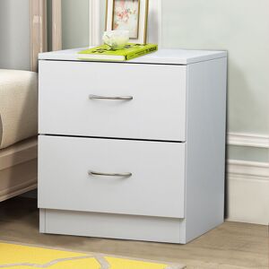 Chest of Drawers Bedroom Furniture Bedside Cabinet with Handle 2 Drawer White 40x36x47cm - NRG