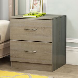 Chest of Drawers Bedroom Furniture Bedside Cabinet with Handle 2 Drawer Oak 40x36x47cm - NRG