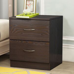 NRG Chest of Drawers Bedroom Furniture Bedside Cabinet with Handle 2 Drawer Walnut 40x36x47cm