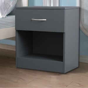 Chest of Drawers Bedroom Furniture Bedside Cabinet with Handle 1 Drawer Grey 40x36x47cm - NRG