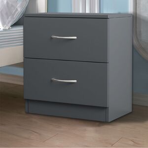 Chest of Drawers Bedroom Furniture Bedside Cabinet with Handle 2 Drawer Grey 40x36x47cm - NRG