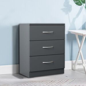 Chest of Drawers Bedroom Furniture Bedside Cabinet with Handle 3 Drawer Grey 40x36x56cm - NRG