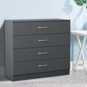 Chest of Drawers Bedroom Furniture Bedside Cabinet with Handle 4 Drawer Grey 75x36x72cm - NRG