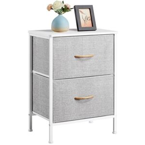 2-Drawer End Table, Fabric Storage Tower,Light Gray - Yaheetech