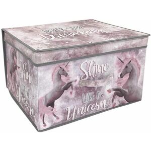 THE MAGIC TOY SHOP Large Collapsible Jumbo Storage Box Folding Storage Chest Kids Room Tidy Toy Box (Unicorns)