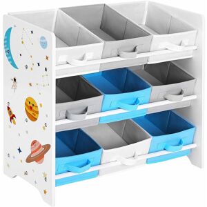 SONGMICS Children's Storage Shelf for Toys and Books, 9 Removable Non-Woven Fabric Boxes with Handles, for Children's Room, Playroom, Daycare, School, 62.5 x