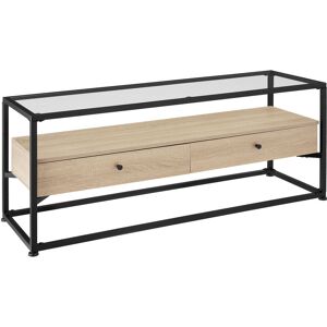 TECTAKE Console table Maidenhead W121.5 x D41.5 x H50.5 cm with 2 shelves and 2 drawers - sideboard, living room table, glass table - industrial wood light,