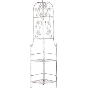 Beliani - Garden Metal Corner Ladder Shelf White Indoor Outdoor Bathroom Biella - White