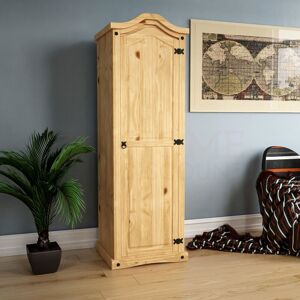 Home Discount - Corona 1 Door Wardrobe Solid Pine With Handing Rail & Storage Shelf