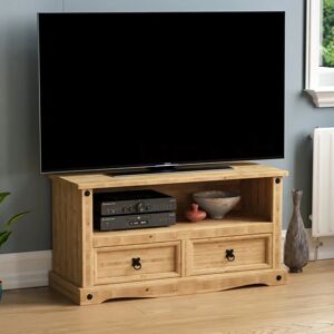 HOME DISCOUNT Corona Solid Pine tv Unit 2 Drawer Cabinet Stand Storage Unit