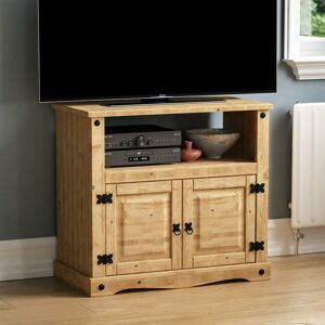 Home Discount - Corona Solid Pine Straight tv Unit 2 Door Cabinet Stand Storage Unit