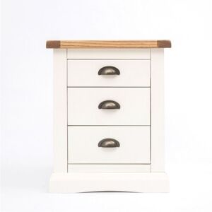 CABINET BITS Cosenza 3 Drawer Bedside Table Brass Cup Handle - Off-White