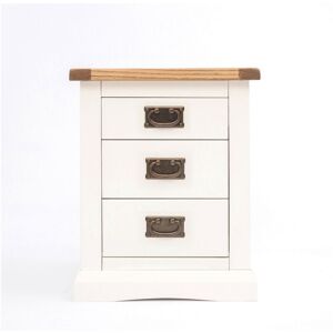 CABINET BITS Cosenza 3 Drawer Bedside Table Brass Drop Handle - Off-White