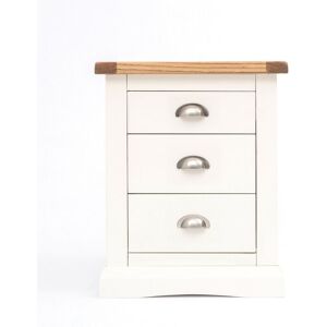 CABINET BITS Cosenza 3 Drawer Bedside Table Chrome Cup Handle - Off-White