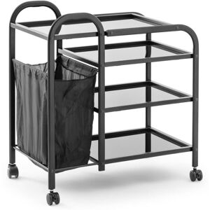 Physa - Cosmetic trolley with laundry bag 5 l - 4 Glass shelves - Black Bathroom trolley Bathroom trolley