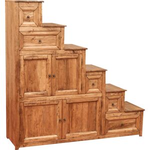 Biscottini - Country-style soild lime wood, natural finish drawer unit storage furniture. - s Made in Italy
