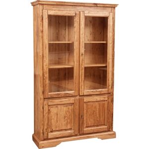 BISCOTTINI Country-style solid lime wood antiqued natural finish W120XDP37XH197 cm sized display case.. Made in Italy