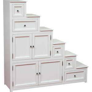 BISCOTTINI Country-style solid lime wood, antiqued white finish drawer unit storage furniture. - s Made in Italy