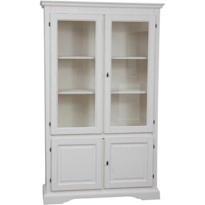 BISCOTTINI Country-style solid lime wood antiqued white finish W120xDP37xH197 cm sized display case. Made in Italy