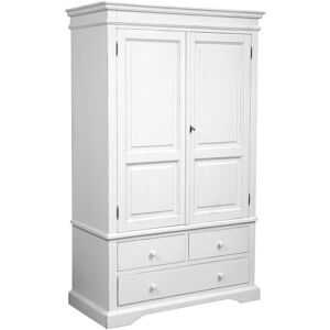 BISCOTTINI Country-style solid lime wood antiqued white finish W120XDP59X197 cm sized wardrobe.. Made in Italy