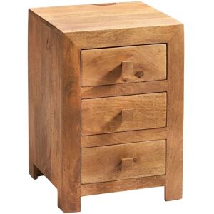 VERTYFURNITURE Dakota Light Mango 3 Drawer Bedside Cabinet - Light Wood