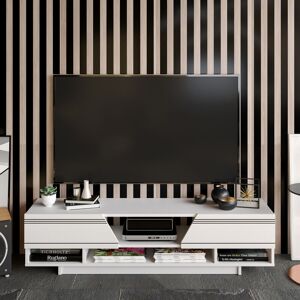 Aspatria 160 cm Wide tv Stand tv Cabinets with Drop-Down Doors - White - White - Decorotika