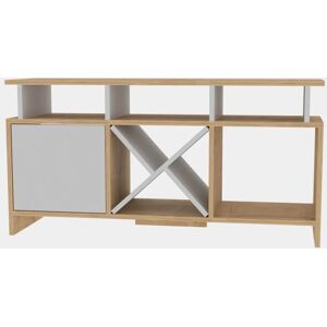 DECOROTIKA Auburn 120 Cm Modern tv Stand tv Cabinet tv Console tv Unit With a Drop Down Cabinet X-Shaped Shelf And Open Shelves - Sapphire Oak and White