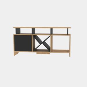 DECOROTIKA Auburn 120 Cm Modern tv Stand tv Cabinet tv Console tv Unit With a Drop Down Cabinet X-Shaped Shelf And Open Shelves - Sapphire Oak Anthracite