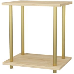 Decorotika - Bristol Side Table Coffee Table for Living Room and Office - Gold and Oak - Gold and Oak