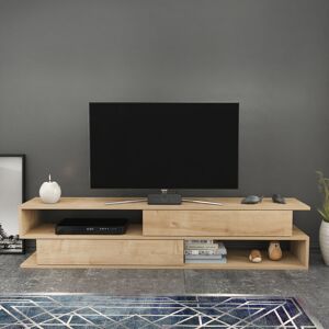 Cortez Unique Design tv Stand tv Cabinet tv Console tv Unit With Two Cabinets And Two Open Shelves - Sapphire Oak - Sapphire Oak - Decorotika