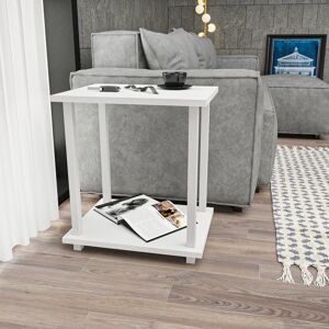 Decorotika - Gurnee Side Table End Table Coffee Table Bedside Table For Living Room Lounge Foyer Hallway Bedroom - White And White - White