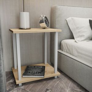 Decorotika - Gurnee Side Table End Table Coffee Table Bedside Table For Living Room Lounge Foyer Hallway Bedroom - White And Oak - White and Oak