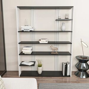 Jeni 7-tier Bookcase Bookshelf Shelving Unit - Anthracite and White - Anthracite and White - Decorotika