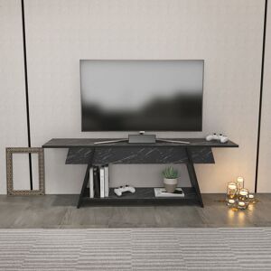 Lanca 120 Cm Scandinavian Style tv Stand Media Centre tv Stand tv Unit tv Cabinet Up To 55 TVs-Black Marble Effect - Black Marble Effect - Decorotika