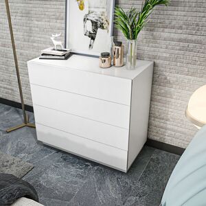 Lines Chest Of Drawers Organiser Storage Furniture For Bedroom - White - White - Decorotika