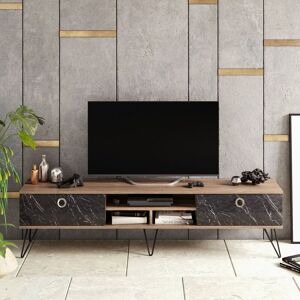 Lorenz tv Stand Metal Legs and Cabinets for Living Room - Decorotika