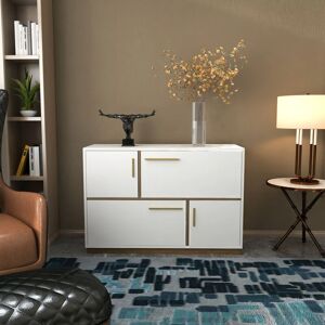 Mares Sideboard Floor Standing 4 Cabinets Storage For Living Room And Bedroom - Walnut Pattern - Walnut - Decorotika