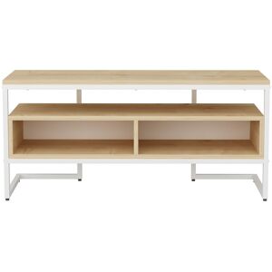 Decorotika - Merrion 110 Cm Wide Modern tv Stand tv Unit tv Cabinet Storage With Open Shelves - White And Oak - White and Oak