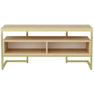 Decorotika - Merrion 110 Cm Wide Modern tv Stand tv Unit tv Cabinet Storage With Open Shelves - Gold And Oak - Gold and Oak