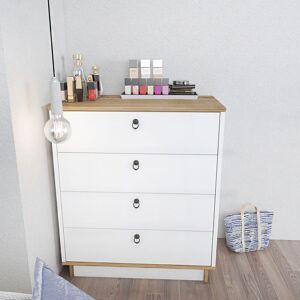 Sahra Chest of Drawers 4 Drawers Storage - White and Oud Oak Pattern - White and Oud Oak - Decorotika