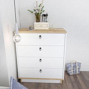 Sahra Chest of Drawers 4 Drawers Storage - White and Oak Pattern - White and Oak - Decorotika